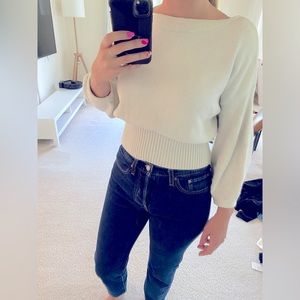 White Crop Sweater